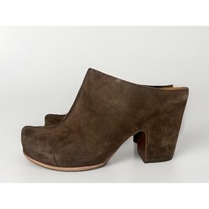 KORK EASE Women's 9 Sagano Chocolate Brown Suede Mules Clogs Chunky Platform